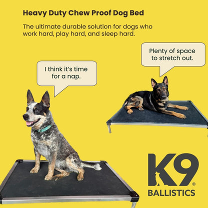 Chew Proof Elevated Cooling Dog Bed - Made for Aggressive Chewers, Virtually Indestructible, Ripstop Fabric with No Padding, Pre-Assembled - Large, Seasonal (Old) Black