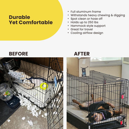 Chew Proof Elevated Cooling Dog Bed - Made for Aggressive Chewers, Virtually Indestructible, Ripstop Fabric with No Padding, Pre-Assembled - Large, Seasonal (Old) Black